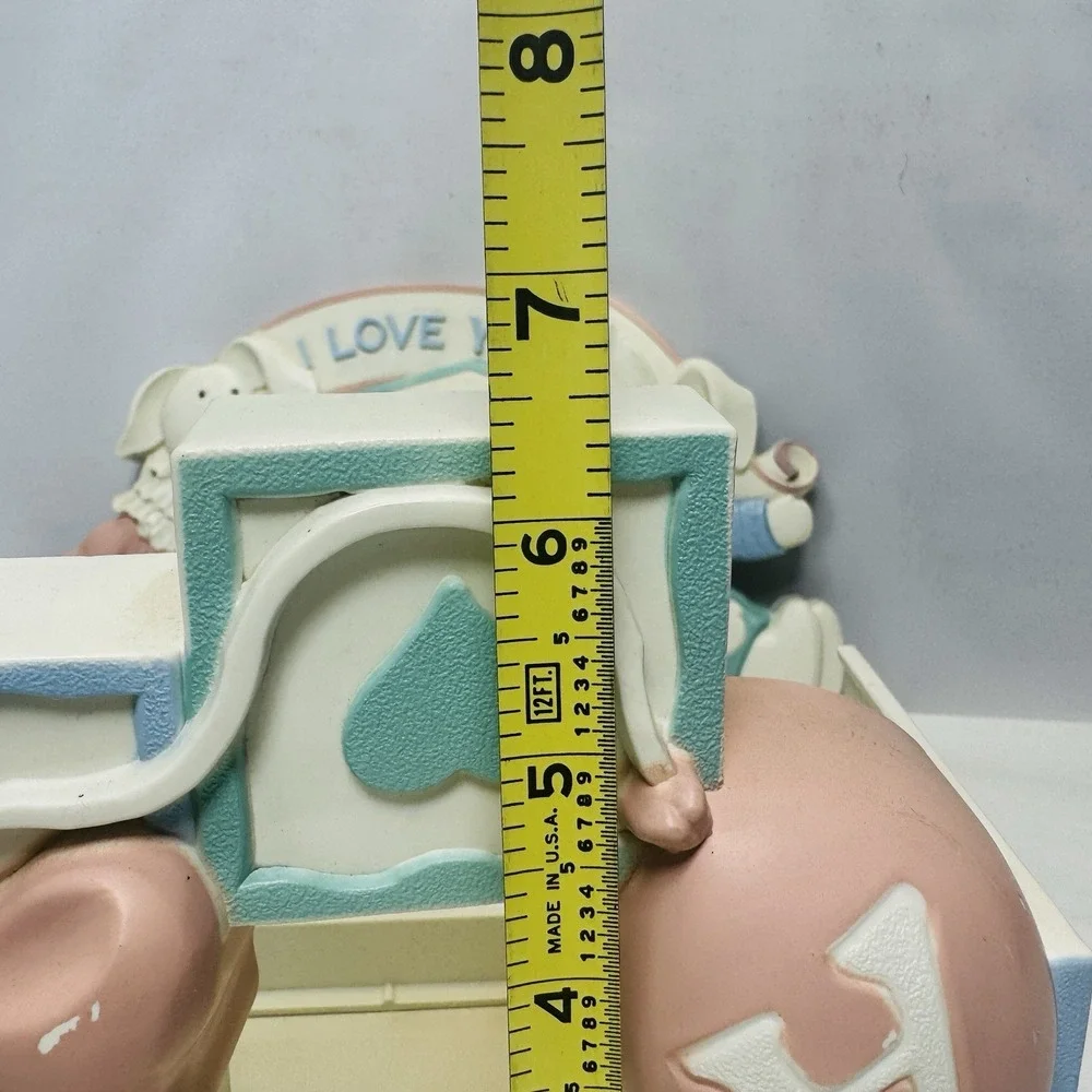 Vintage Homco Wall Hanging Mirror and Shelf Set I Love You Bunnies Balloons 7613